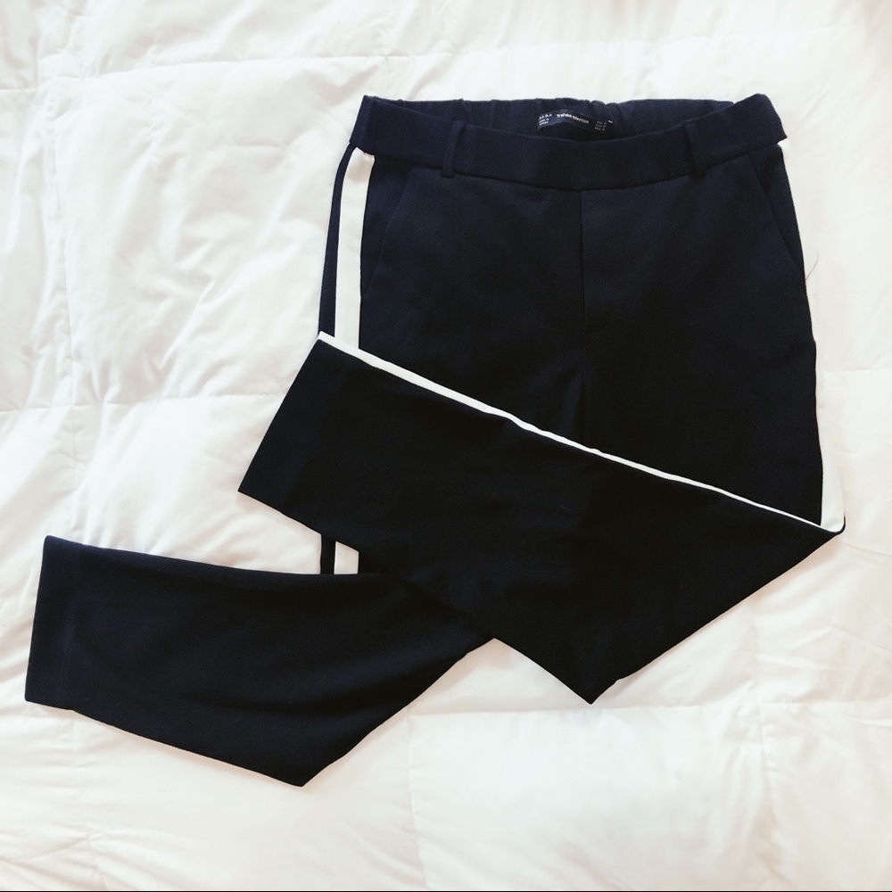 Zara Trafaluc Black Pants with Side Stripe